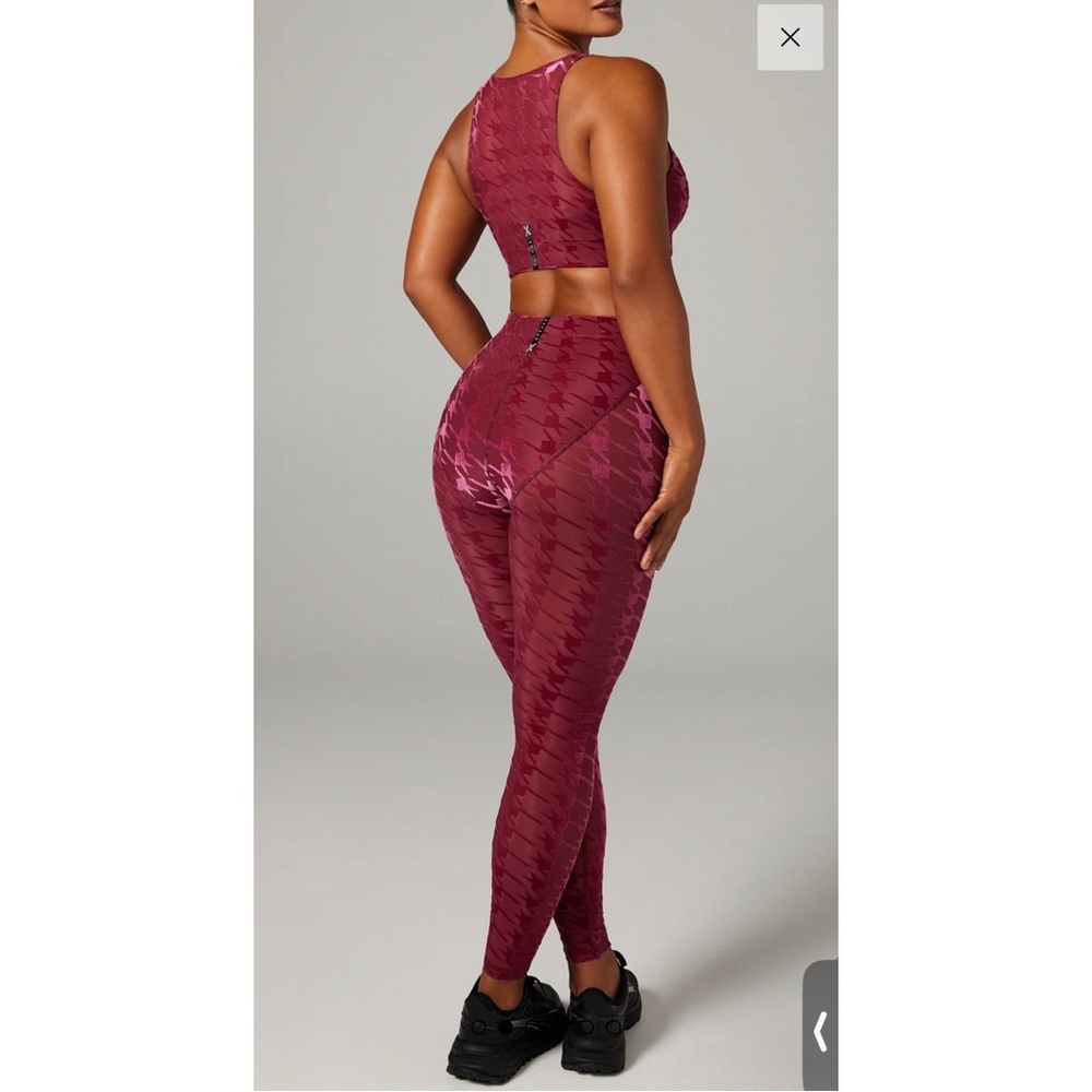 Savage X Fenty Houndstooth Legging & Top Workout Set (Fuchsia, M)